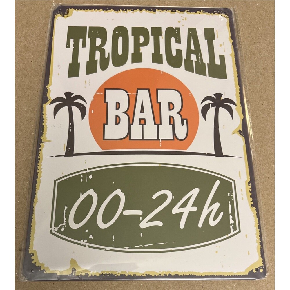 Tropical Bar Sign - Vintage Retro Style Metal Tin Wall  12x8”